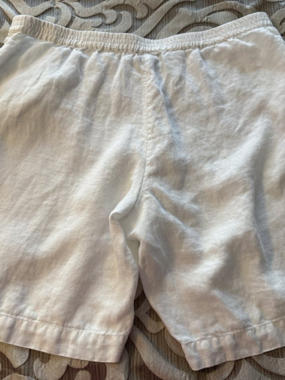 J Jill White 100% Linen Pull On Shorts Size Large Pockets Classic Preppy Comfy - Picture 3 of 8